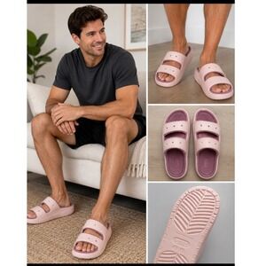 Crocs NEW Classic Cozzzy Towel Sandal Mens 13 Pink Mauve Fuzzy Slides 208963-6UR